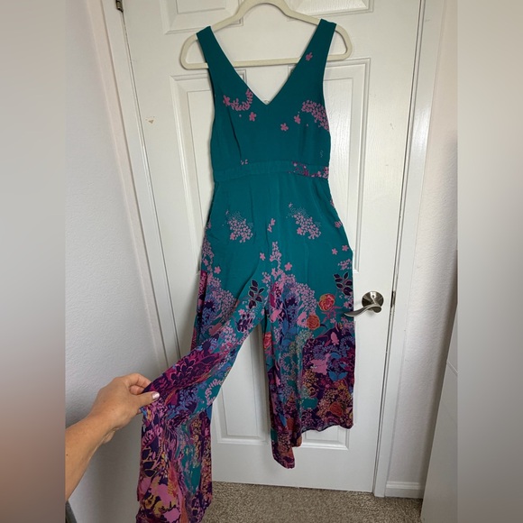 Maeve Anthropologie Womens Turquoise Floral V-Neck Wide Leg
Andalusia Jumpsuit 6 - Picture 4 of 9